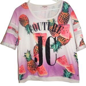 JUICY COUTURE women's large 90s vintage pineapple watermelon jersey shirt blouse